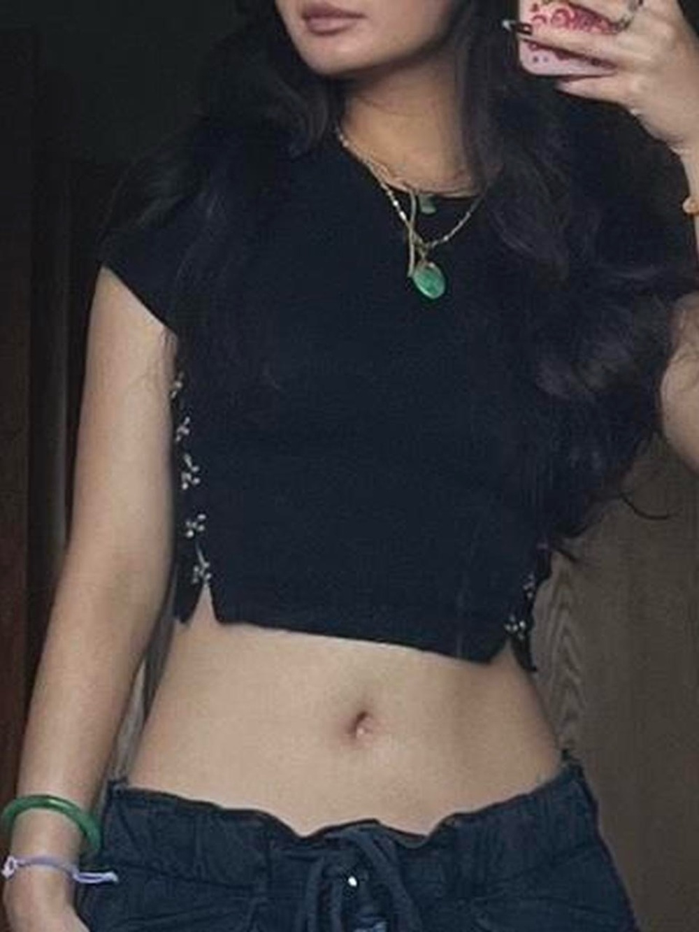 Black Hook-And-Eye Crop Top